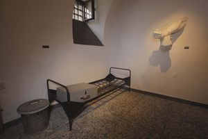A memorial room in <!--LINK'" 0:628--> which was a site of WWII atrocities and established as a war memorial in 1965, <!--LINK'" 0:629-->