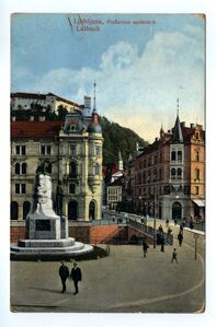 Postcard of the Slovenski trg, a Ljubljana square designed by <!--LINK'" 0:46-->, 1907.