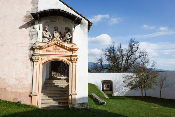 Exterior of Church of St Pancras, Stari trg near Slovenj Gradec, 2019.