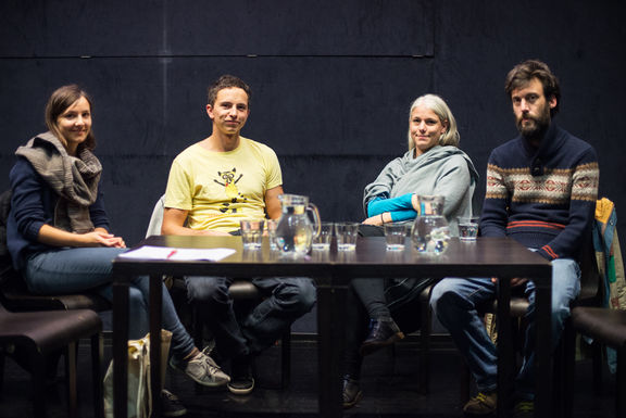 Andreja Goetz, Timon Leder, Hana Repše and Kolja Saksida at Slovenian Cinematheque, International Animation Day, 2018.