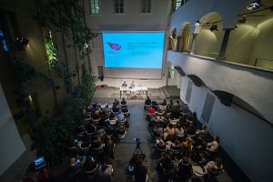 <i>Sex robots – From Extensions to Independent Entities</i>, lecture by Elinor Wadman and Dr. Renata Šribar at <!--LINK'" 0:643-->, 2018.