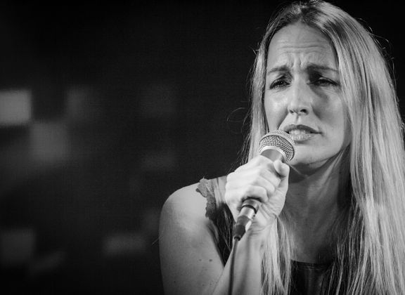 Eva Hren performing with New Times Big Band at Festival of Slovenian Jazz, 2014