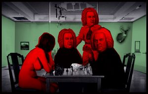 Artwork alongside the album <i>LAIBACHKUNSTDERFUGE BWV 1080</i> (Dallas Records/Mute Records, 2008), <!--LINK'" 0:181--> interpretation of Johann Sebastian Bach's famous work <i>The Art of Fugue</i> (Die Kunst der Fuge).