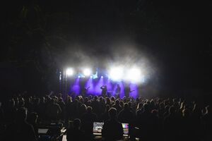 Croatian band <i>Brkovi</i> performing at the 26th <!--LINK'" 0:258--> in Open-air cinema at Škale lake, Velenje 2023. Photo: Lara Lukše
