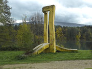 A concrete sculpture by Maciej Szankowski (PL), made in 1977 and standing in Bresternica, a village near Maribor, 2008