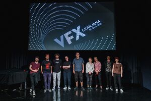 The festival team and guests at the 2nd International festival of experimental audiovisual practices <!--LINK'" 0:67--> in 2022. Author: Asiana Jurca Avci