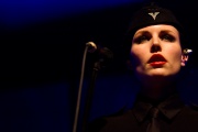 Mina Špiler, a vocalist preforming with the Laibach group in concert at Kino Šiška in Ljubljana, 2012