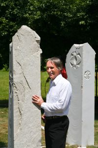 Artist <!--LINK'" 0:320--> at <i>Hologram of Europe</i>, a geopuncture stone circle in Ljubljana