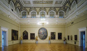 The old set up of the Baroque section of the permanent collection of the National Gallery of Slovenia, 2006. The last permanent collection reinstallation took place in 2016.