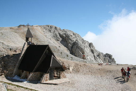 Chapel, Mary of the Snows (Kapela Marije Snežne), Kredarica, Triglav National Park. First chapel built in 1886 by Jakob Aljaž, rebuilt in 1992.