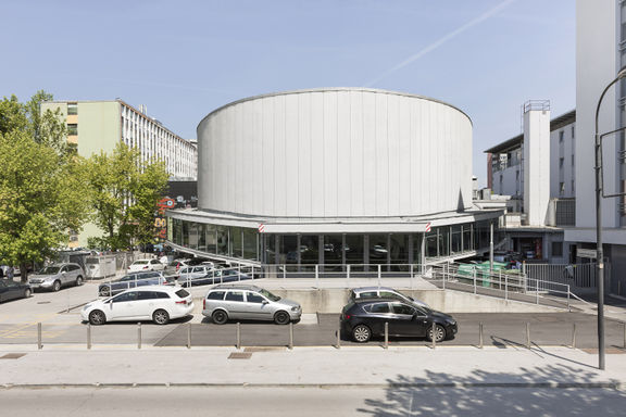 The back entrance to Kino Šiška Centre for Urban Culture. Back when Kino Šiška was a cinema, this was where you left the auditorium after the movie ended, 2017.