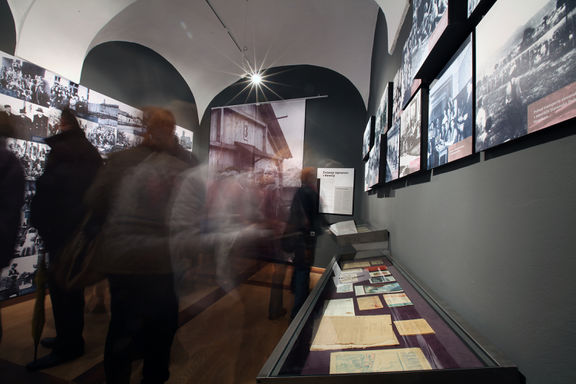 An opening ceremony of the Izgnanci exhibition at the National Museum of Contemporary History, Brestanica Unit at Rajhenburg Castle, 2014