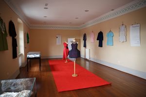 Exhibition entitled <i>Šivilja v vaškem življenju in na rdeči preprogi</i> at <!--LINK'" 0:332-->, 2020.