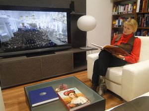 A <!--LINK'" 0:97--> supports access to the comprehensive collection of AV media. Žana Lapina Nabergoj, a librarian at the Russian Scientific and Cultural Centre, 2015. Ljubljana.