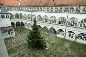 The <!--LINK'" 0:67--> arcade courtyard. The castle which functioned as an institution for mentally disabled from 1956 till 2004 became a decade later the site for the <!--LINK'" 0:68--> project.