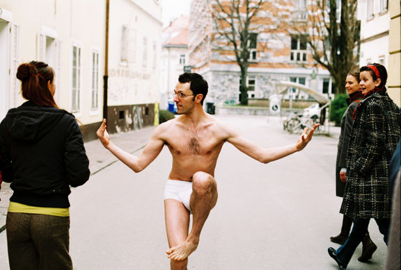 Goran Bogdanovski, performer of the solo show John, Fičo Balet, 2008.