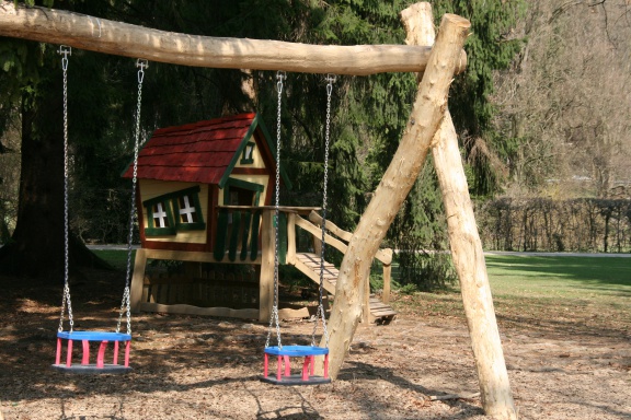 Recently refurbished children's playground at the Arboretum Volčji Potok