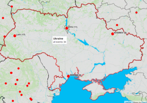 Online version (printscreen) of interactive <!--LINK'" 0:1247-->, featuring events in Ukraine up to December 2018. Culture from Slovenia Worldwide Events collected 2010&ndash;2018 by <!--LINK'" 0:1248--> for the <!--LINK'" 0:1249--> database of events worldwide.