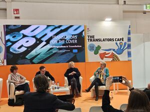 The panel on the Translators on the Cover report at the Bologna Children's Book Fair 2025.