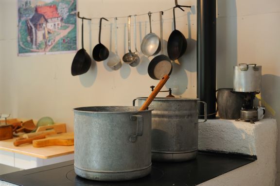 A kitchen interior at the Franja Partisan Hospital. An original 1943 interior had to be reconstructed after floods in 2007.