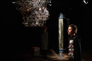 Yunchul Kim's exhibition Triaxial Pillars II + Argos, <!--LINK'" 0:333-->, 2019.