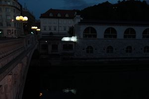 <i>Symbionts</i> by French visual artist Bernard Murigneux located between the Dragon Bridge and Ljubljana Central Market at Vodnik Square, <!--LINK'" 0:606-->, 2010