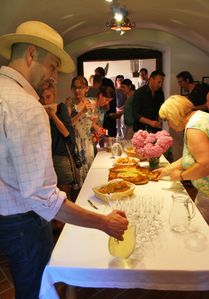 The <!--LINK'" 0:66--> reception with local food and wine in Lemberg, 2015