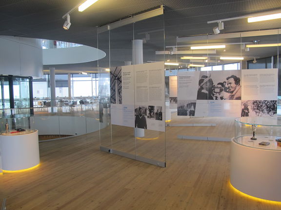 A view of the permanent exhibition set up in the pavilion in the Nordic Center Planica, 2016