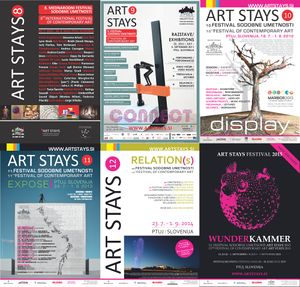 A collection of posters for the Art Stays festival, as used between 2015 and 2015.