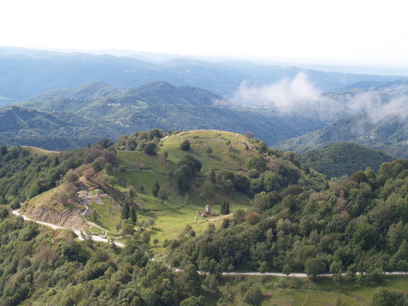 A picture of the Outdoor museum Kolovrat, which features fortifications, tunnels and other remains of the Isonzo front. The museum is taken care of by the Walk of Peace in the Soča Region Foundation and lies on the border between Slovenia and Italy.