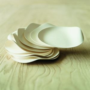 Paper tableware Wasara made of paper (sugar cane fibre, bamboo and reed pulp), Design for Asia Award 2009, presented at Month of Design, 2010