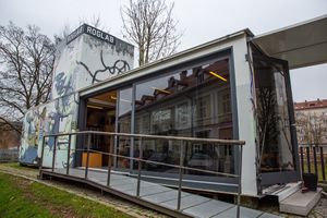 The exterior of <!--LINK'" 0:270-->, a cultural facility, serving as an interdisciplinary space for education, research and production.