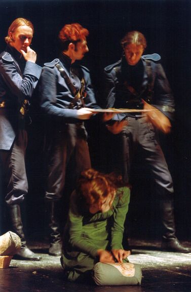 Emilija theatre performance featuring the story of the legendary Emilija Kraus from Idrija and Napoleon I, conceived by Barbara Novakovič Kolenc, produced by Muzeum Institute at SNG Drama Ljubljana, 1996