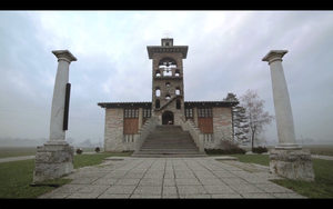 A still frame from <!--LINK'" 0:296--> promo video featuring the Church of the Archangel Michael on the Marsh (Črna vas near Ljubljana) designed by eminent architect <!--LINK'" 0:297--> and constructed in 1937-39. 2013