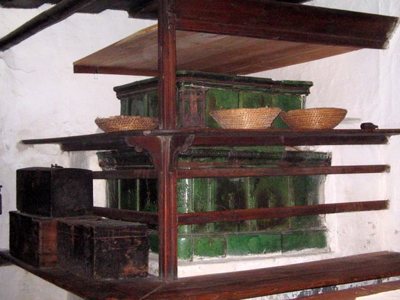 Tiled stove in the main dwelling, Pocar Homestead, Mojstrana