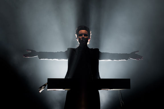 Mina Špiler, preforming with Laibach in Križanke, one of the most popular open-air venues for performing arts in Ljubljana, 2014.