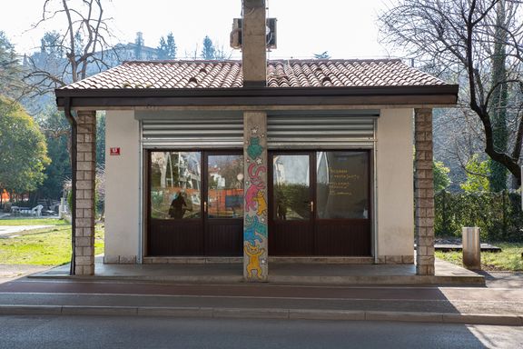 Carinarnica, the welcome product of recycling a former border-crossing customs building into a culture centre, in Nova Gorica.