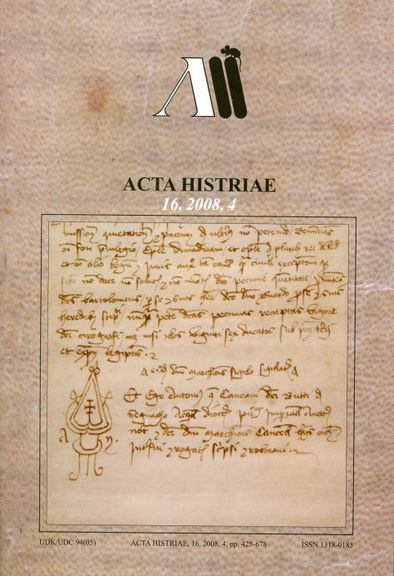 Acta Histriae cover, No. 4, 2008