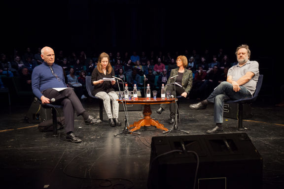 Who's the One Lying Here?, an evening with three philosophers: Slavoj Žižek, Mladen Dolar, and Alenka Zupančič, moderated by Jela Krečič Žižek, World Literatures - Fabula Festival, 2015