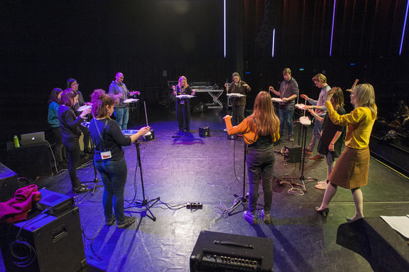 Workshop with the globally acclaimed thereminist Dorit Chrysler at Kino Šiška Centre for Urban Culture, MENT Ljubljana, 2018.