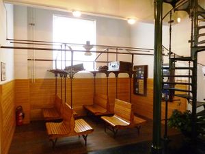 A reconstruction of the old railway carriage, set up at the <!--LINK'" 0:992-->, 2011