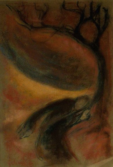 Božidar Jakac's Kurent, pastel, 1920. Fine art collection Jakac House, Novo mesto