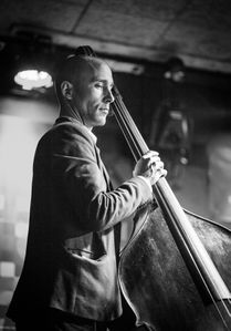 The double bass player <!--LINK'" 0:673--> while performing in Igor Matkovič's Sonic Motion quartet at <!--LINK'" 0:674-->, 2014