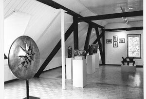 <!--LINK'" 0:522--> Batič's Salon on the upper floor showing the museum's fine arts collection, mostly of works by sculptor <!--LINK'" 0:523--> (b 1925), including his <i>Miners' and Explosion Cycles</i> made between 1959 and 1965