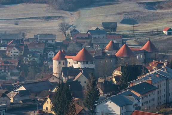 The Žužemberk Castle, nestled in the heart of the town of Žužemberk.