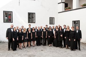 Group portrait of the <!--LINK'" 0:184-->, founded in Ljubljana, 1984, originally named Ave Vocal Ensemble.  2011