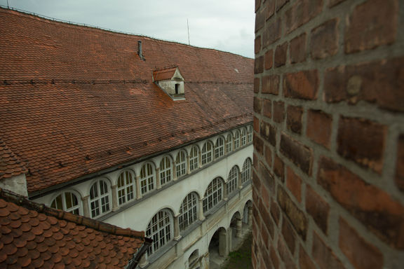 The view of the courtyard at the Cmurek Castle, 2015
