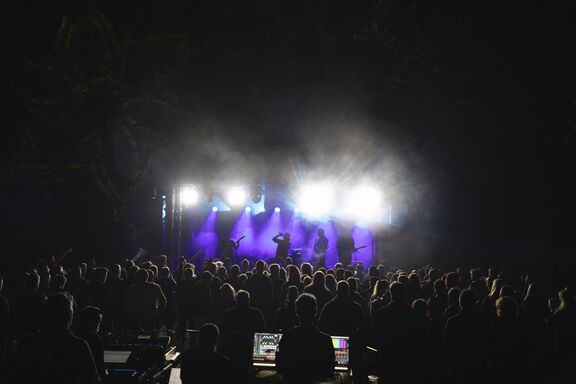 Croatian band Brkovi performing at the 26th Kunigunda Festival of Young Cultures in Open-air cinema at Škale lake, Velenje 2023. Photo: Lara Lukše