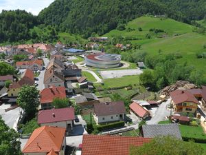 The building design is the work of four architectural bureaus which established the Architectural Union for Vitanje (AZZV), the fascinating building of 2500 m² is inspired by <!--LINK'" 0:177--> plan for the first geostationary space station from 1928. Vitanje, 2012