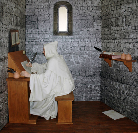 File:Museum of Christianity in Slovenia 2008 medieval scribe Photo Tadej Trnovsek.jpg